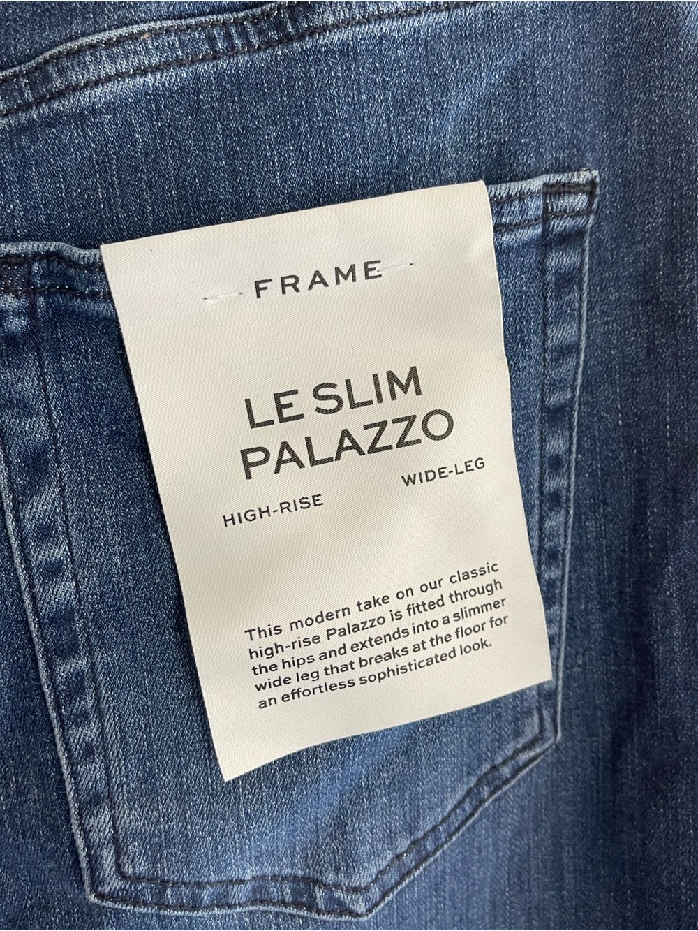 FRAME Le Slim Palazzo high-rise, wide-leg denim jeans in a medium blue wash 32 - Picture 7 of 9